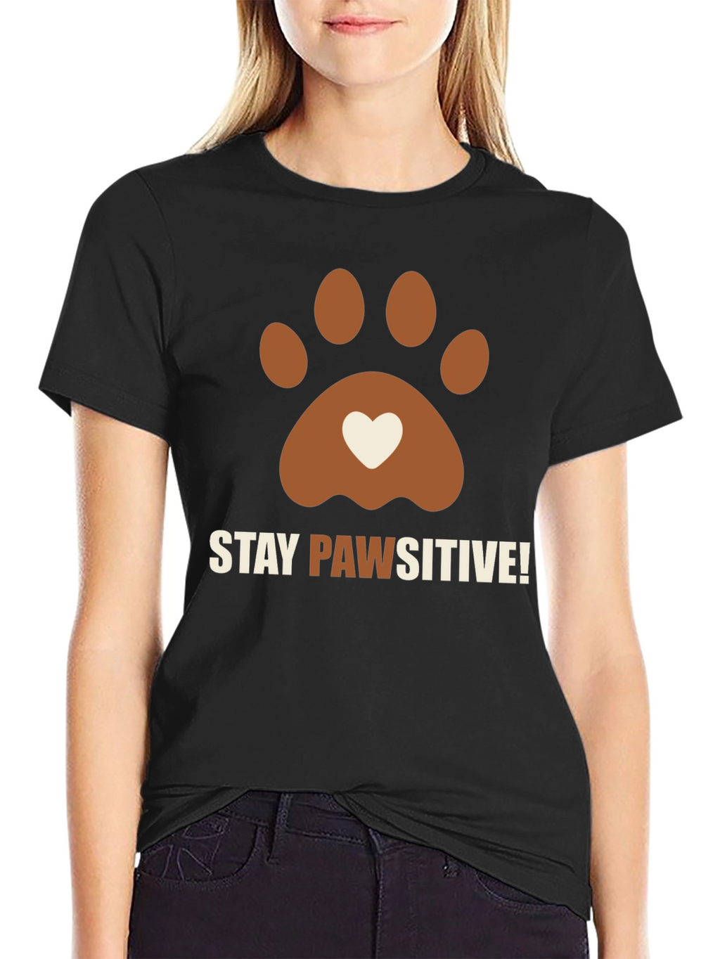 Stay Pawsitive Graphic Tee Dog Lover Shirt