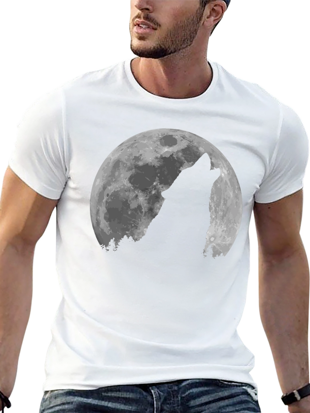 Wolf Howling at the Moon Graphic T-Shirt