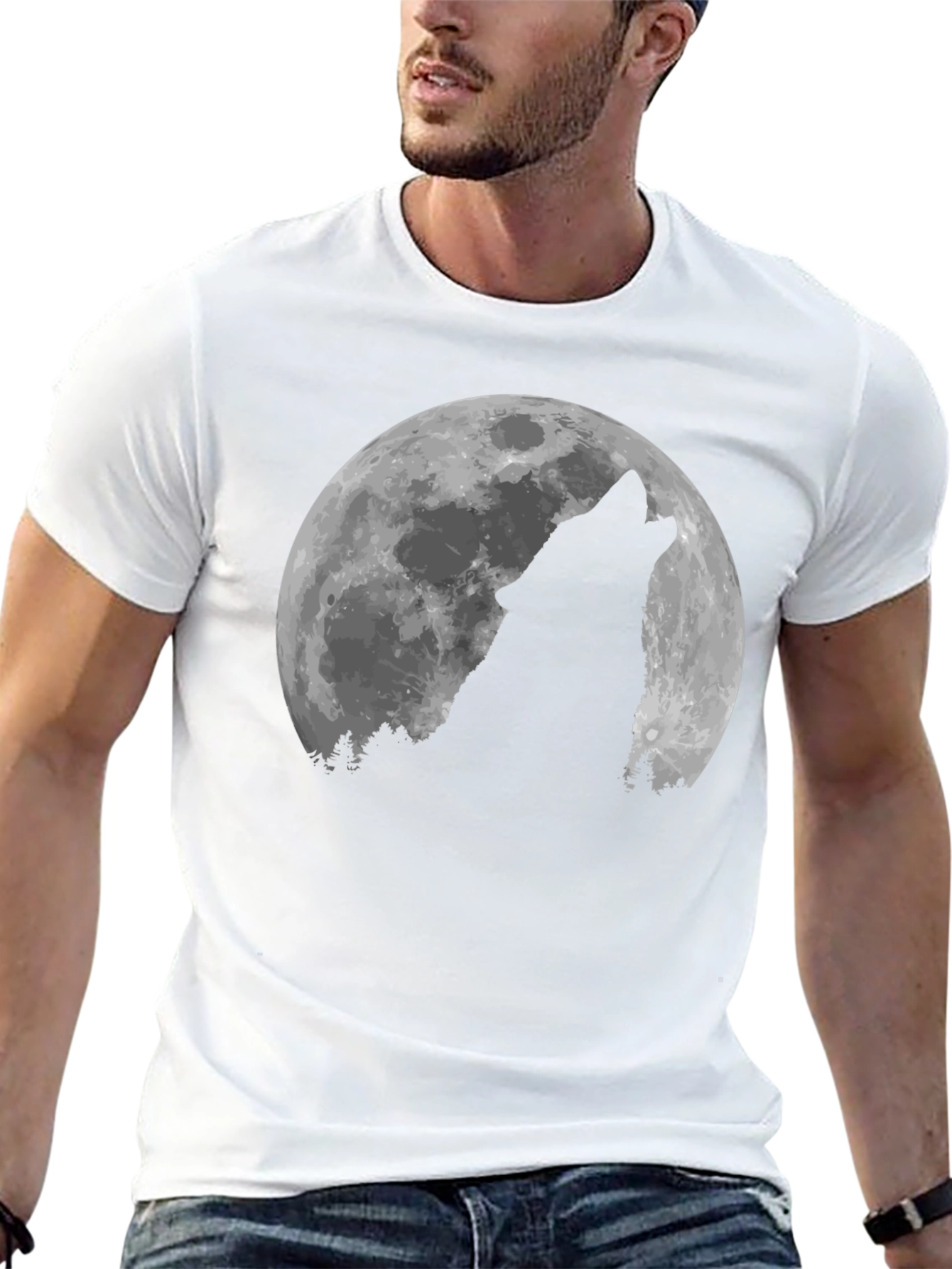 Wolf Howling at the Moon Graphic T-Shirt