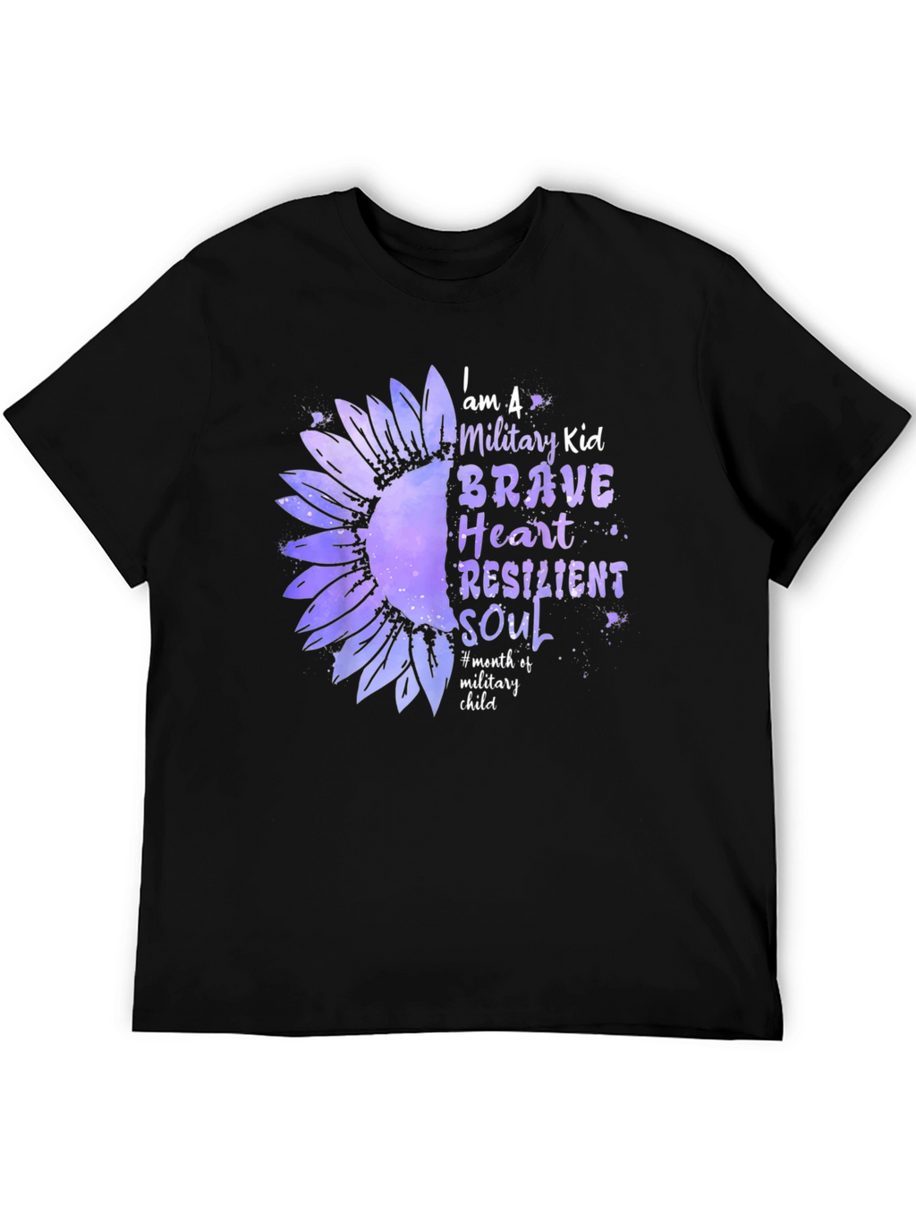 Military Kid Sunflower Graphic Tee - Brave Heart Resilient