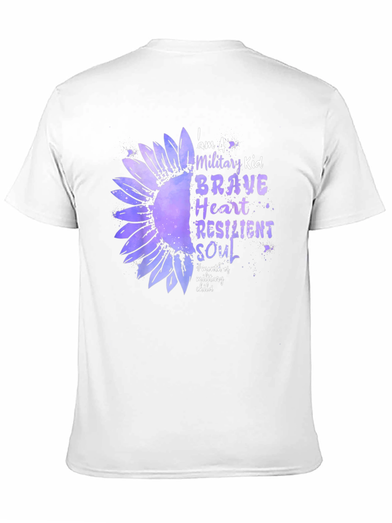 Military Kid Sunflower Graphic Tee - Brave Heart Resilient