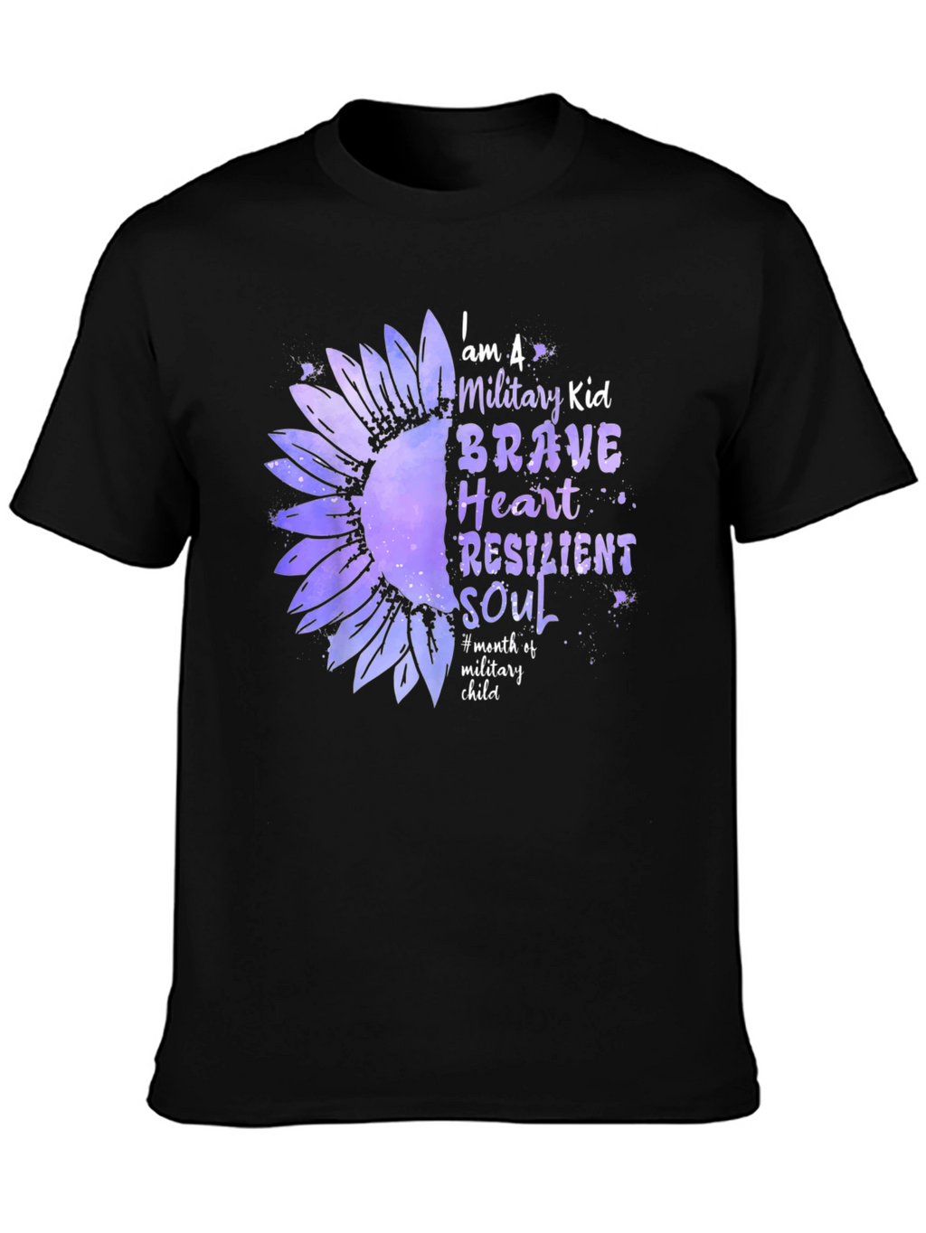 Military Kid Sunflower Graphic Tee - Brave Heart Resilient