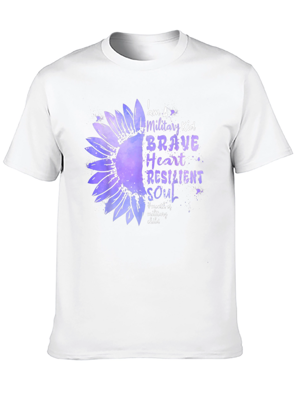 Military Kid Sunflower Graphic Tee - Brave Heart Resilient