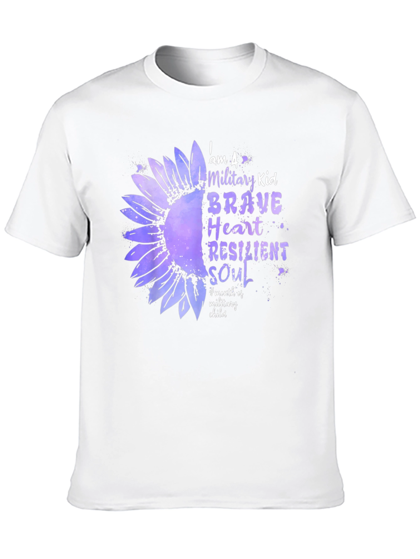 Military Kid Sunflower Graphic Tee - Brave Heart Resilient