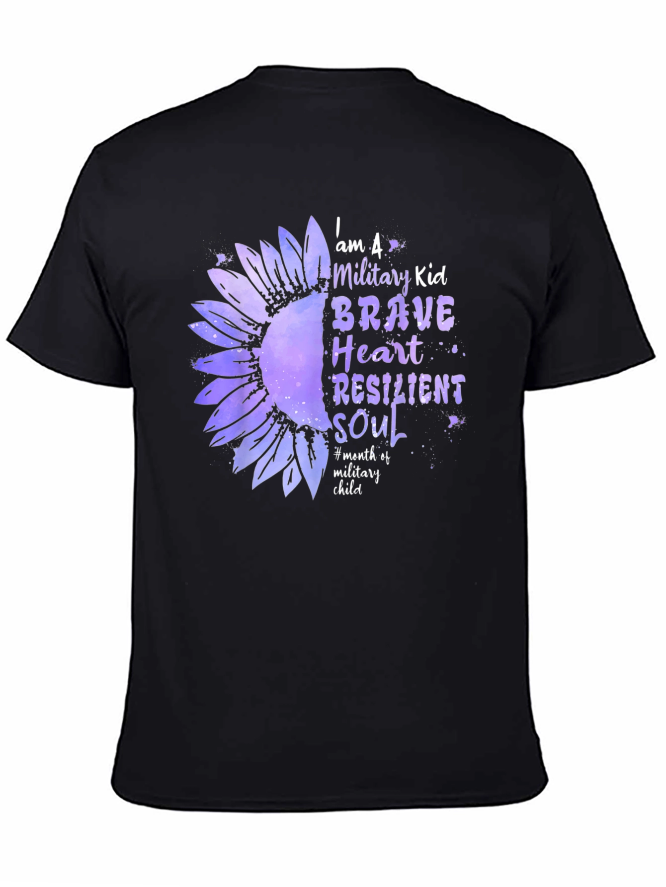 Military Kid Sunflower Graphic Tee - Brave Heart Resilient
