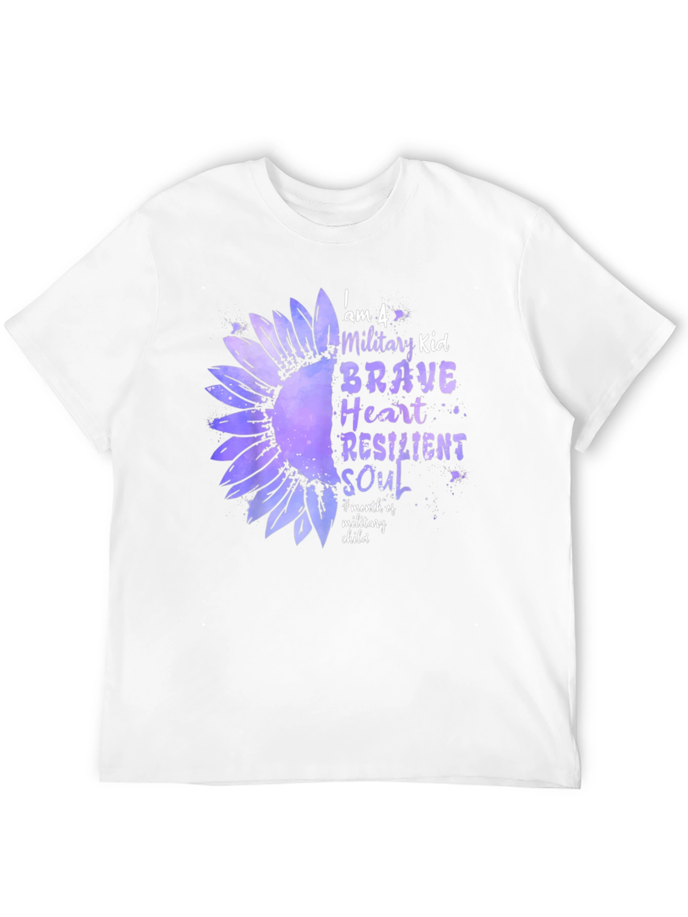 Military Kid Sunflower Graphic Tee - Brave Heart Resilient