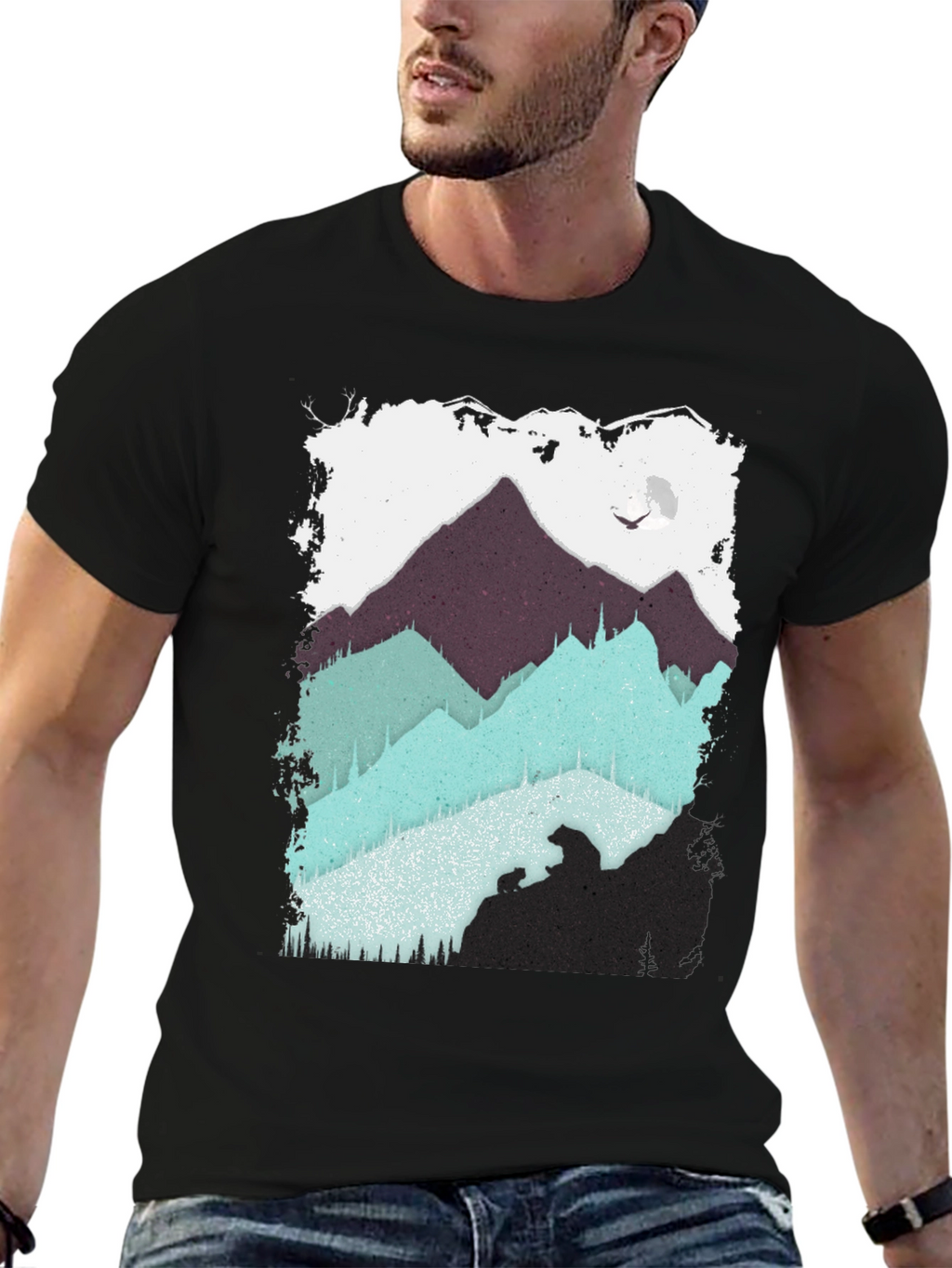Mountain Bear Graphic Tee - Black