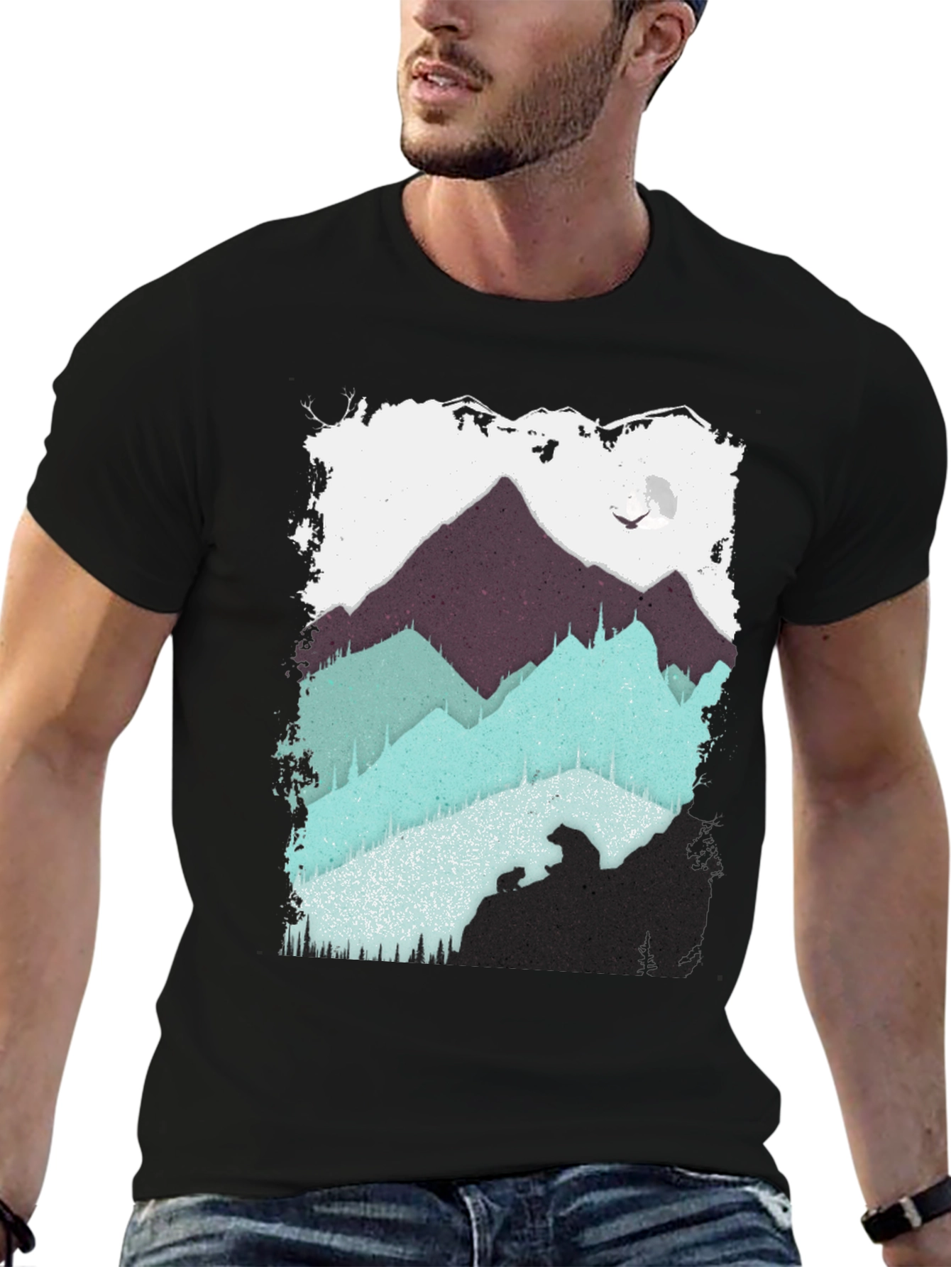 Mountain Bear Graphic Tee - Black