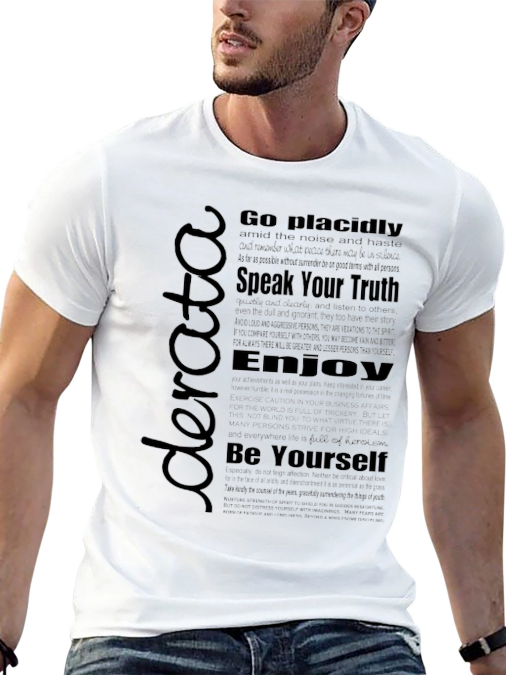 Inspirational Text Print T-Shirt - Black