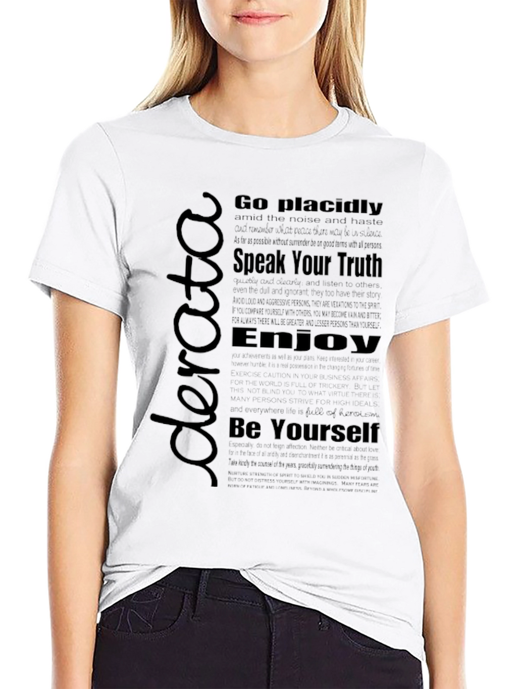 Inspirational Text Print T-Shirt - Black
