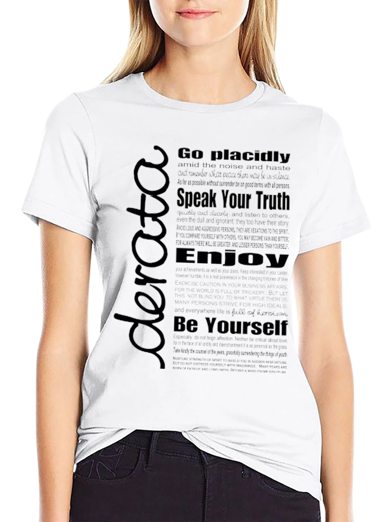 Inspirational Text Print T-Shirt - Black