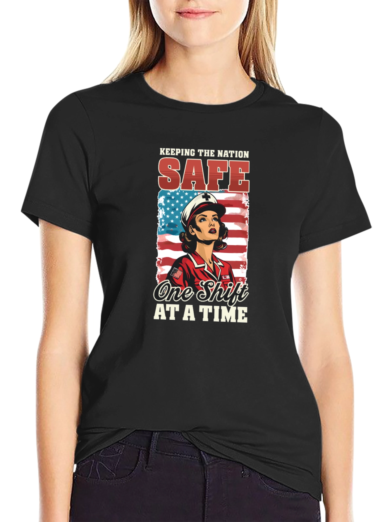 Nurse Patriotic T-Shirt: Keeping the Nation Safe