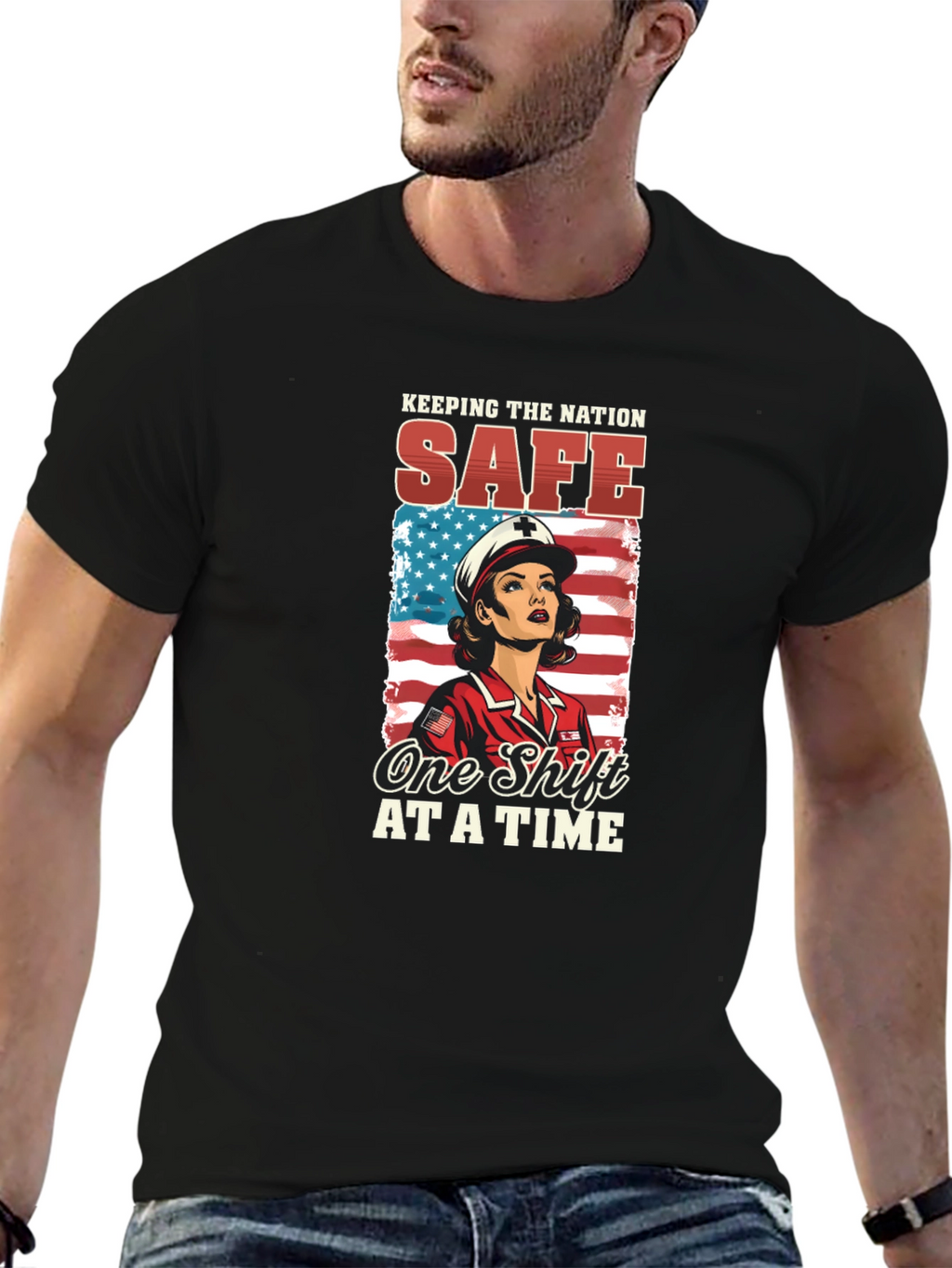 Nurse Patriotic T-Shirt: Keeping the Nation Safe