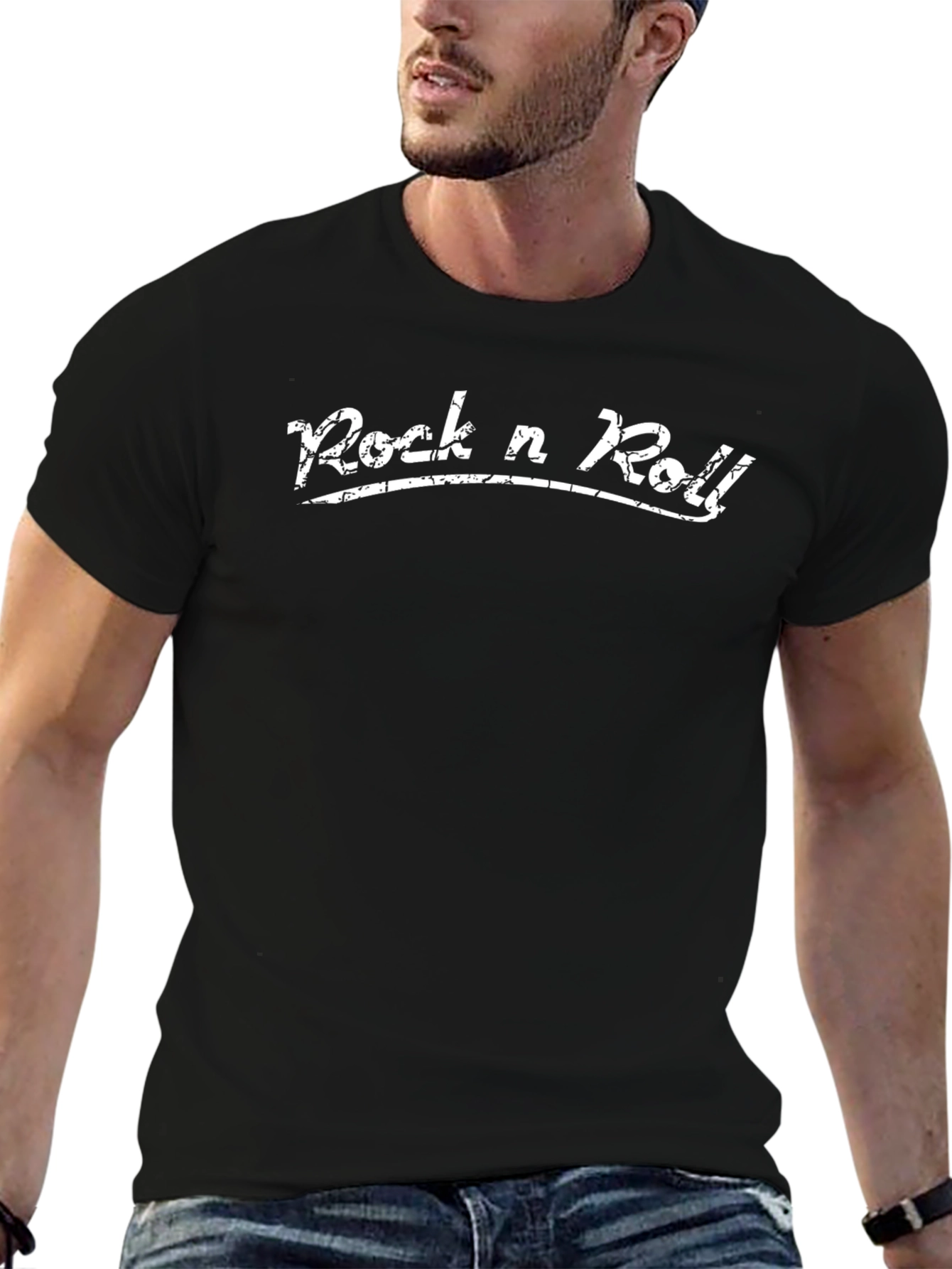 Vintage Rock n Roll Graphic Tee - Black