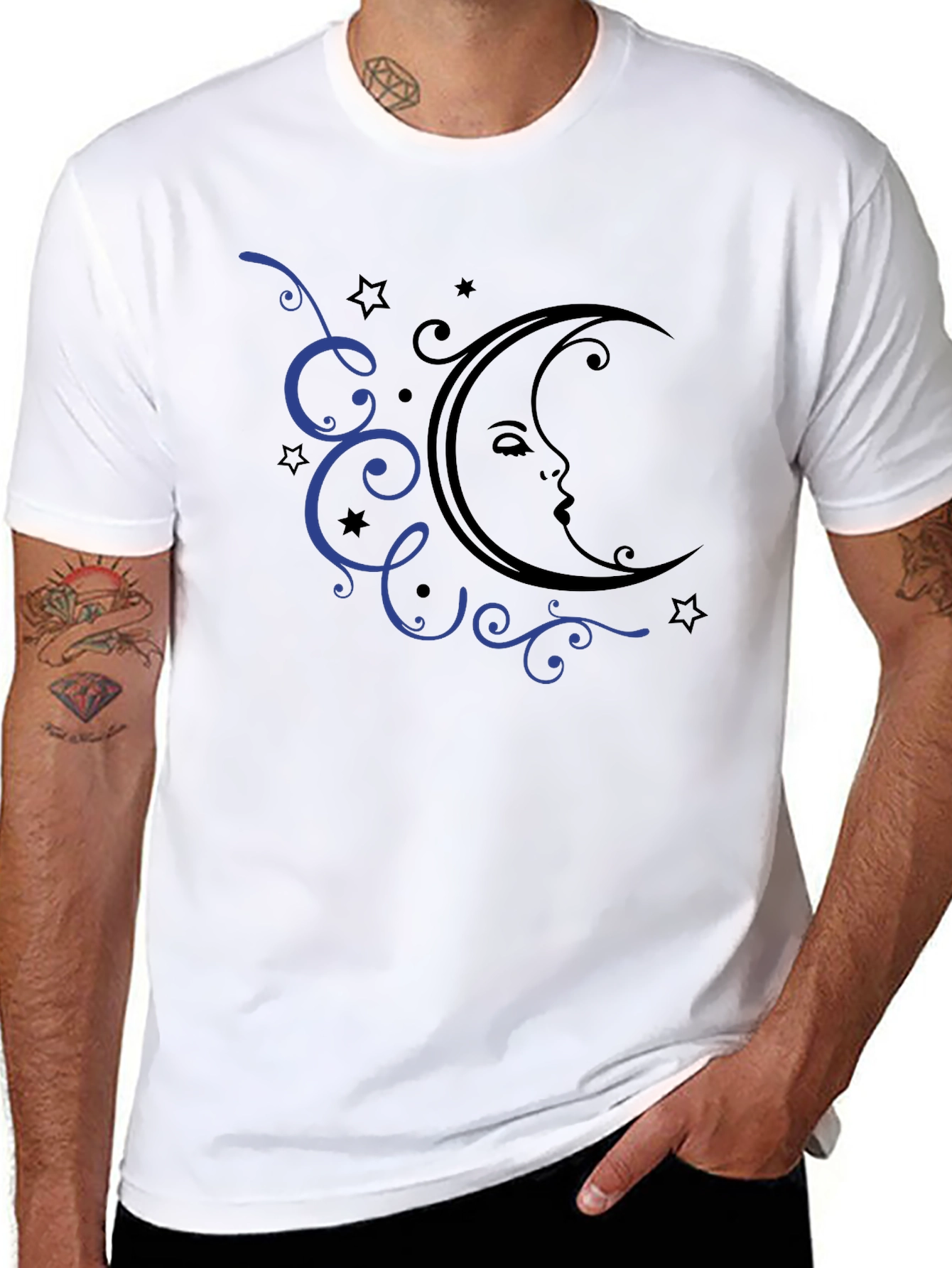 Moon and Stars Graphic Tee - Black