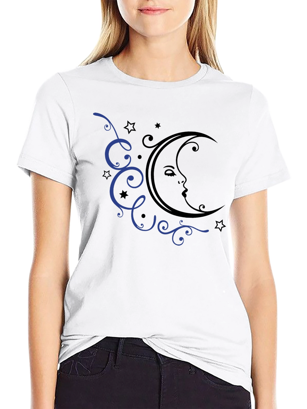 Moon and Stars Graphic Tee - Black