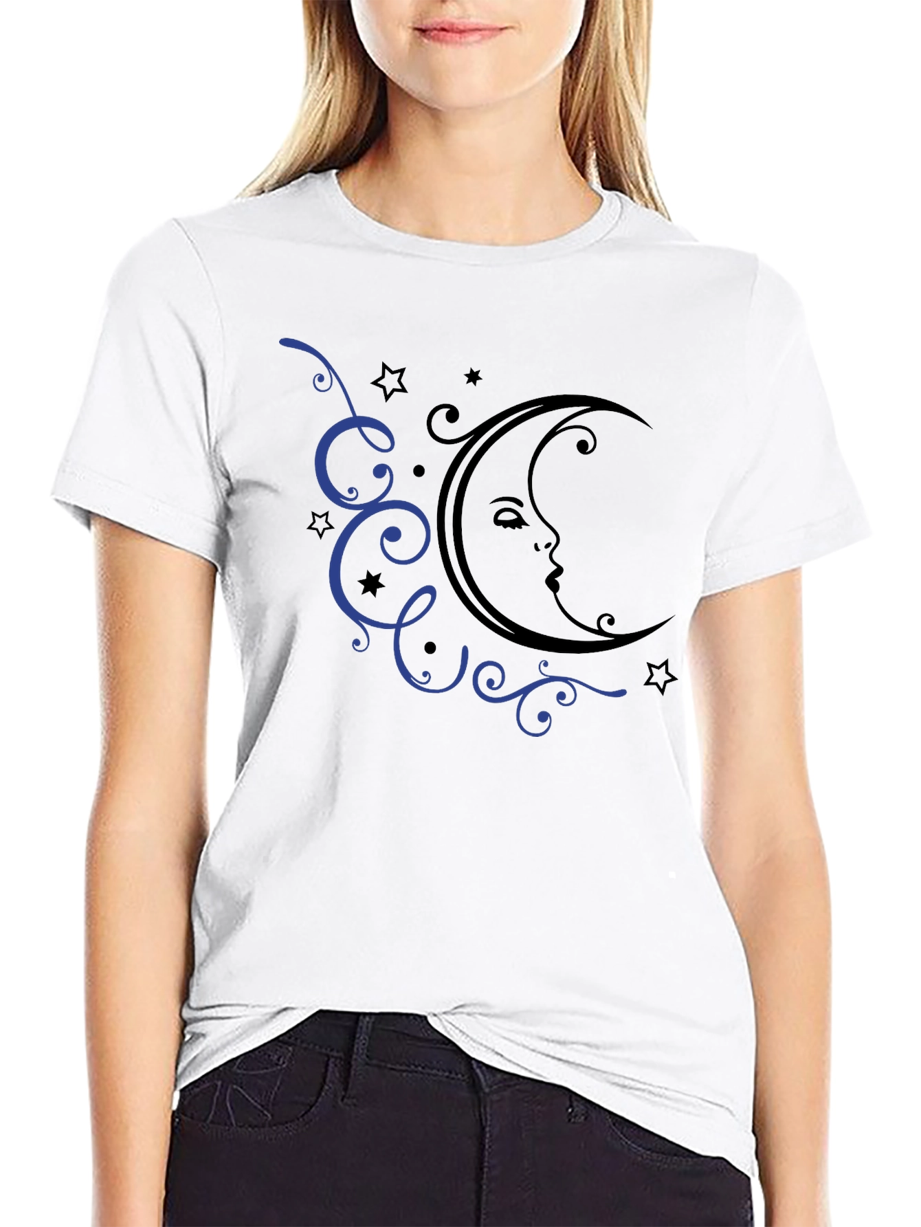 Moon and Stars Graphic Tee - Black