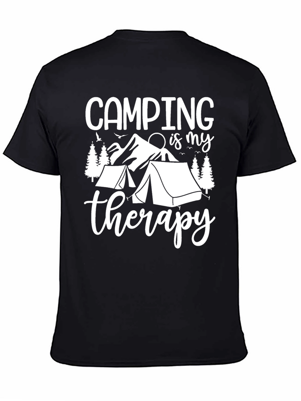 Camping Therapy Graphic Tee - Black Cotton T-Shirt