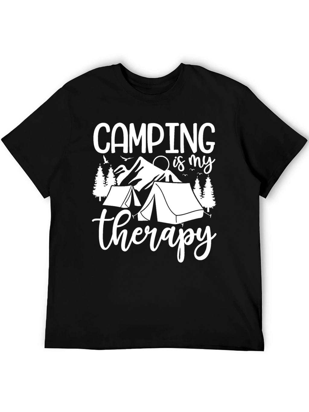 Camping Therapy Graphic Tee - Black Cotton T-Shirt