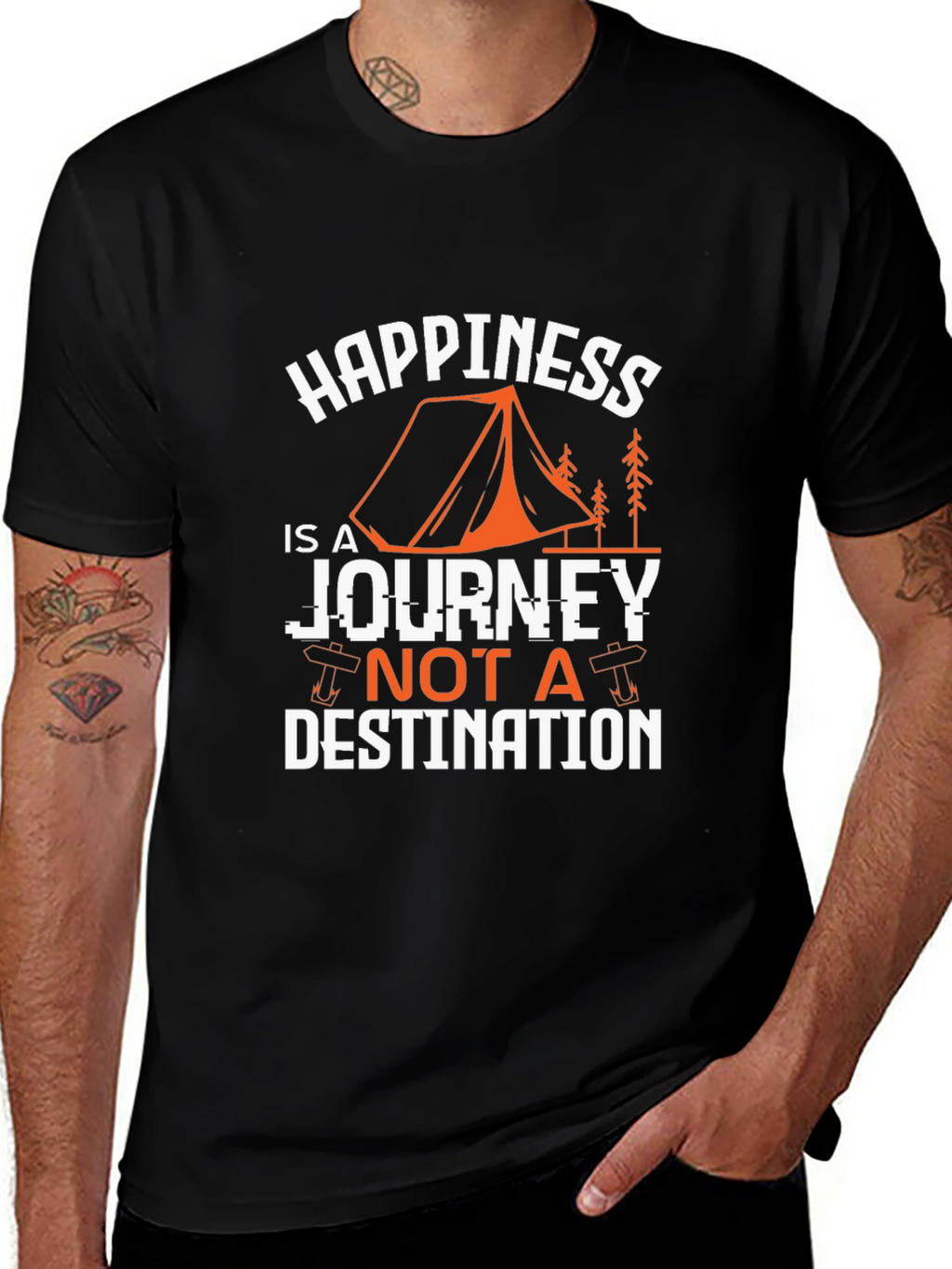 Happiness is a Journey Graphic Tee - Black
