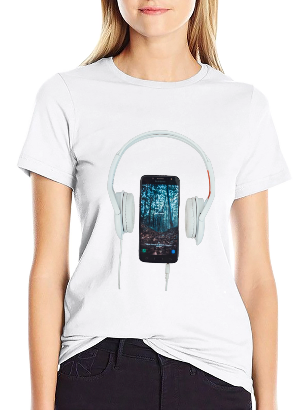 Headphone & Phone Graphic T-Shirt - Music Lover Tee