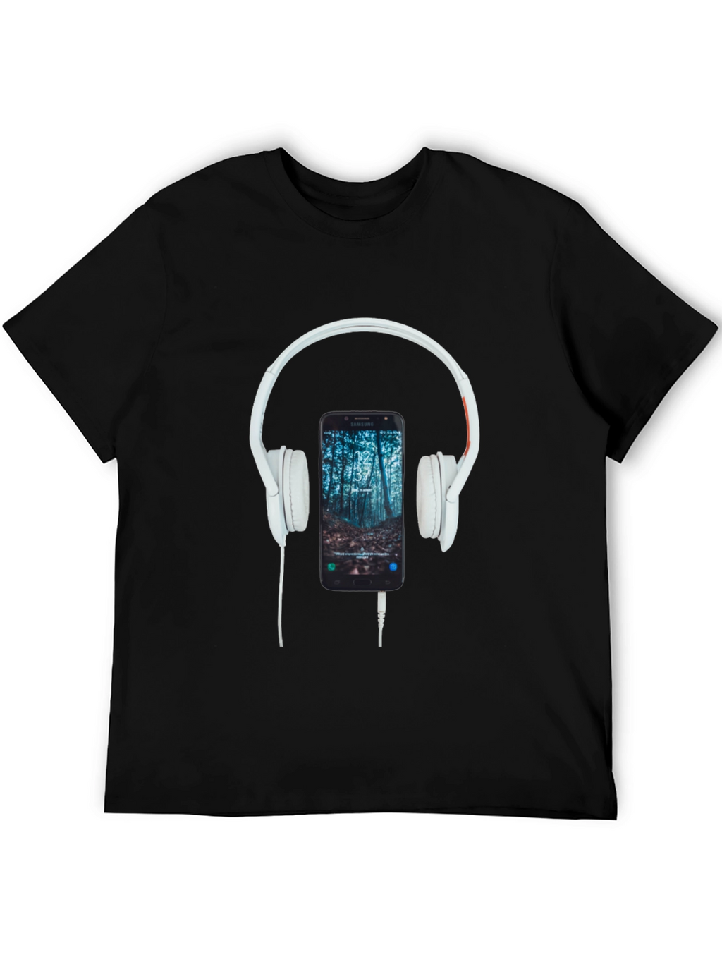 Headphone & Phone Graphic T-Shirt - Music Lover Tee