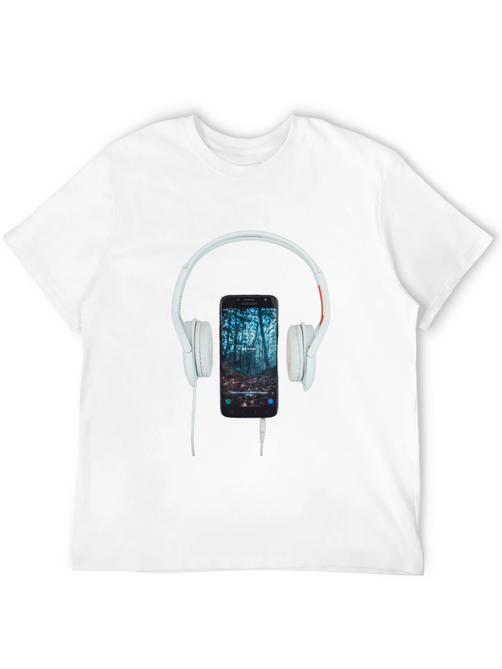 Headphone & Phone Graphic T-Shirt - Music Lover Tee