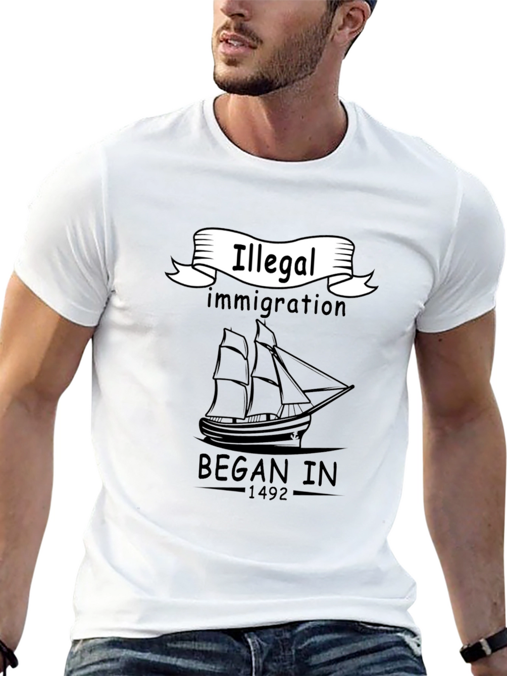 Illegal Immigration Began In 1492 Black T-Shirt