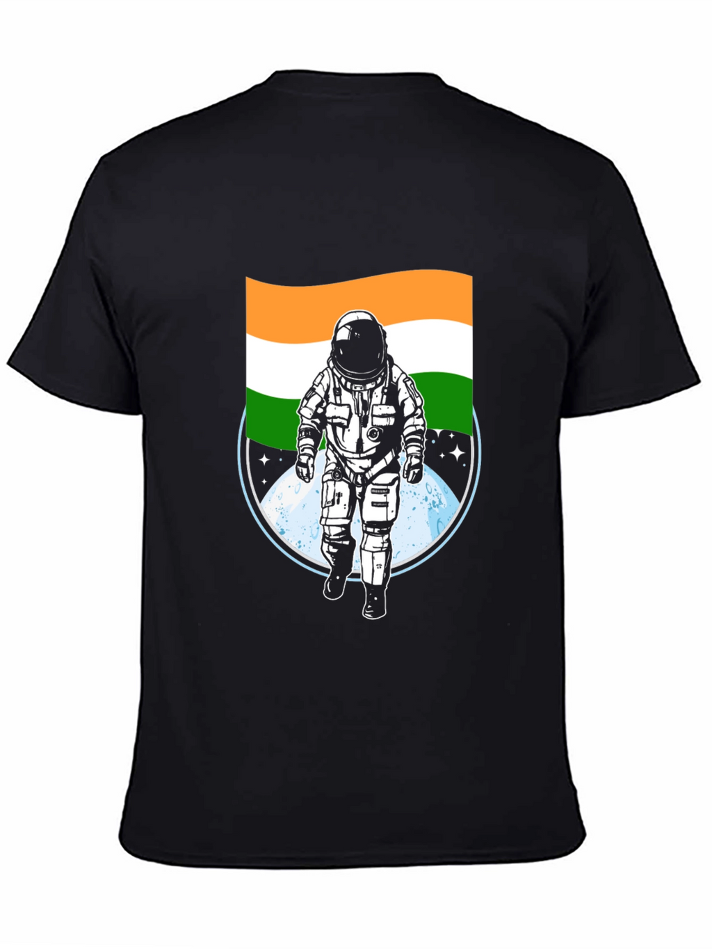 Astronaut India Flag Graphic Tee - Black