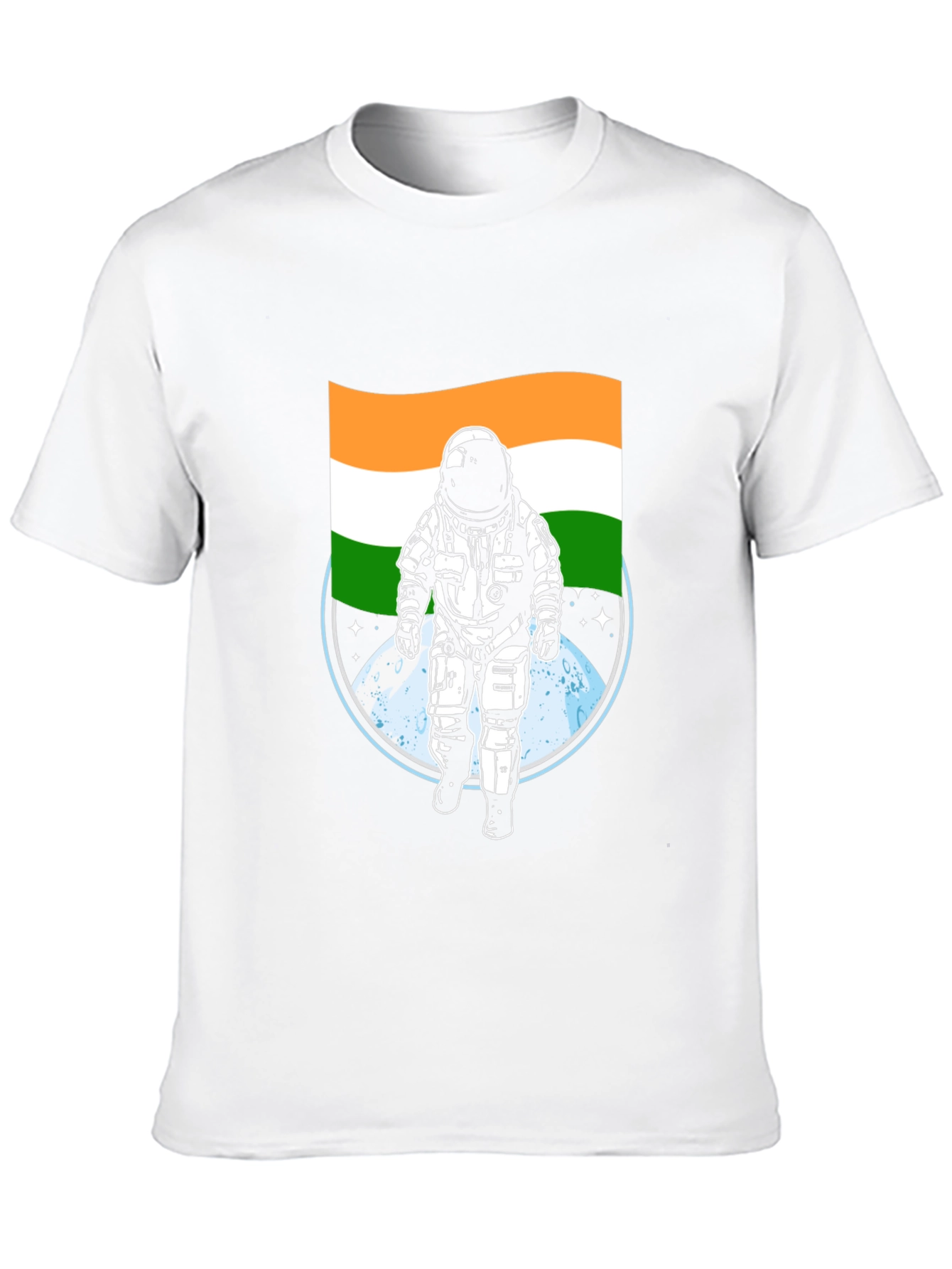 Astronaut India Flag Graphic Tee - Black