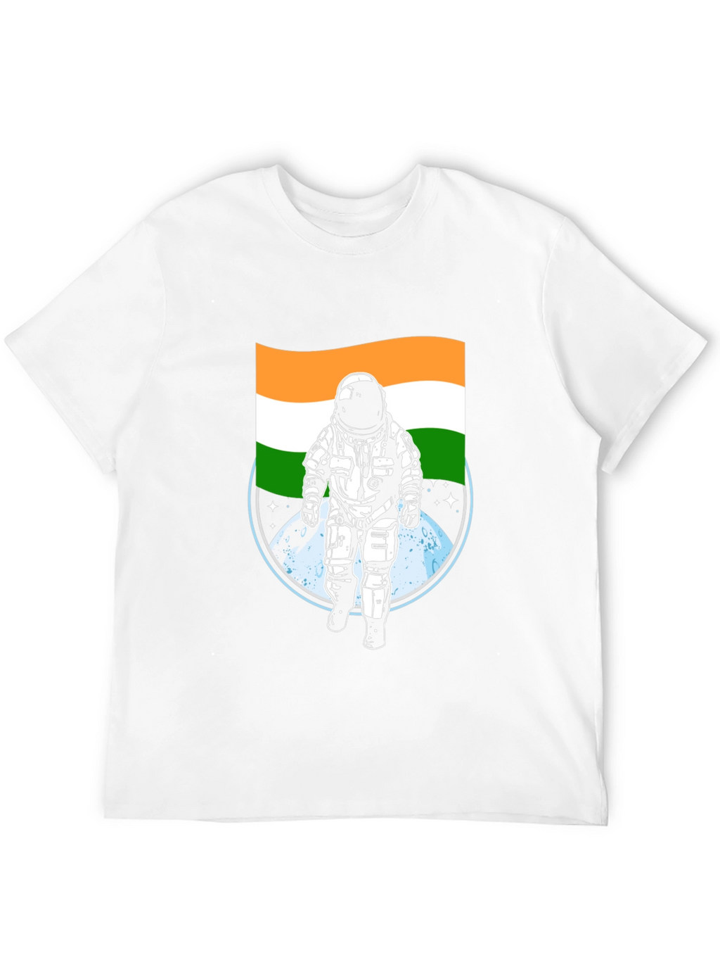 Astronaut India Flag Graphic Tee - Black