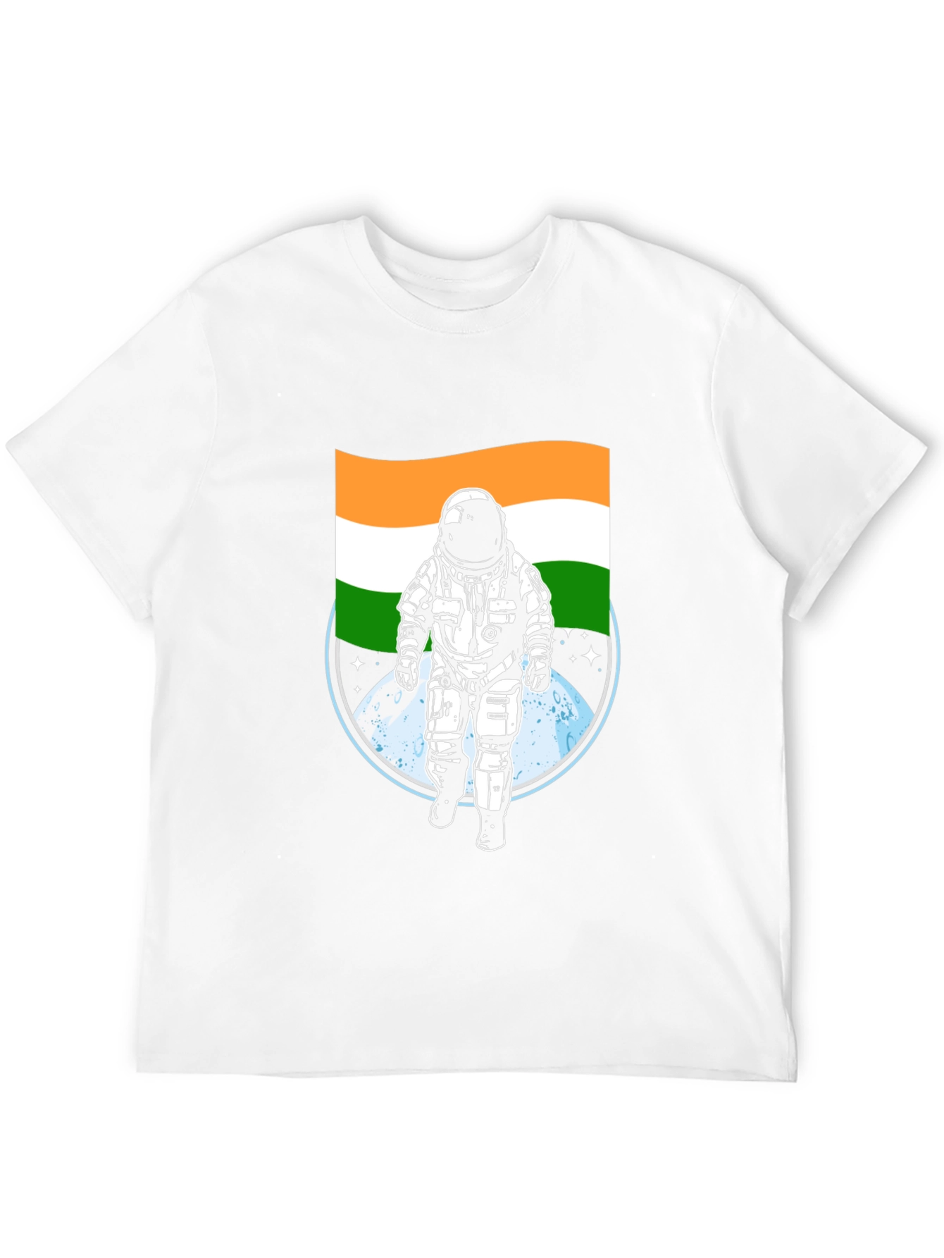 Astronaut India Flag Graphic Tee - Black