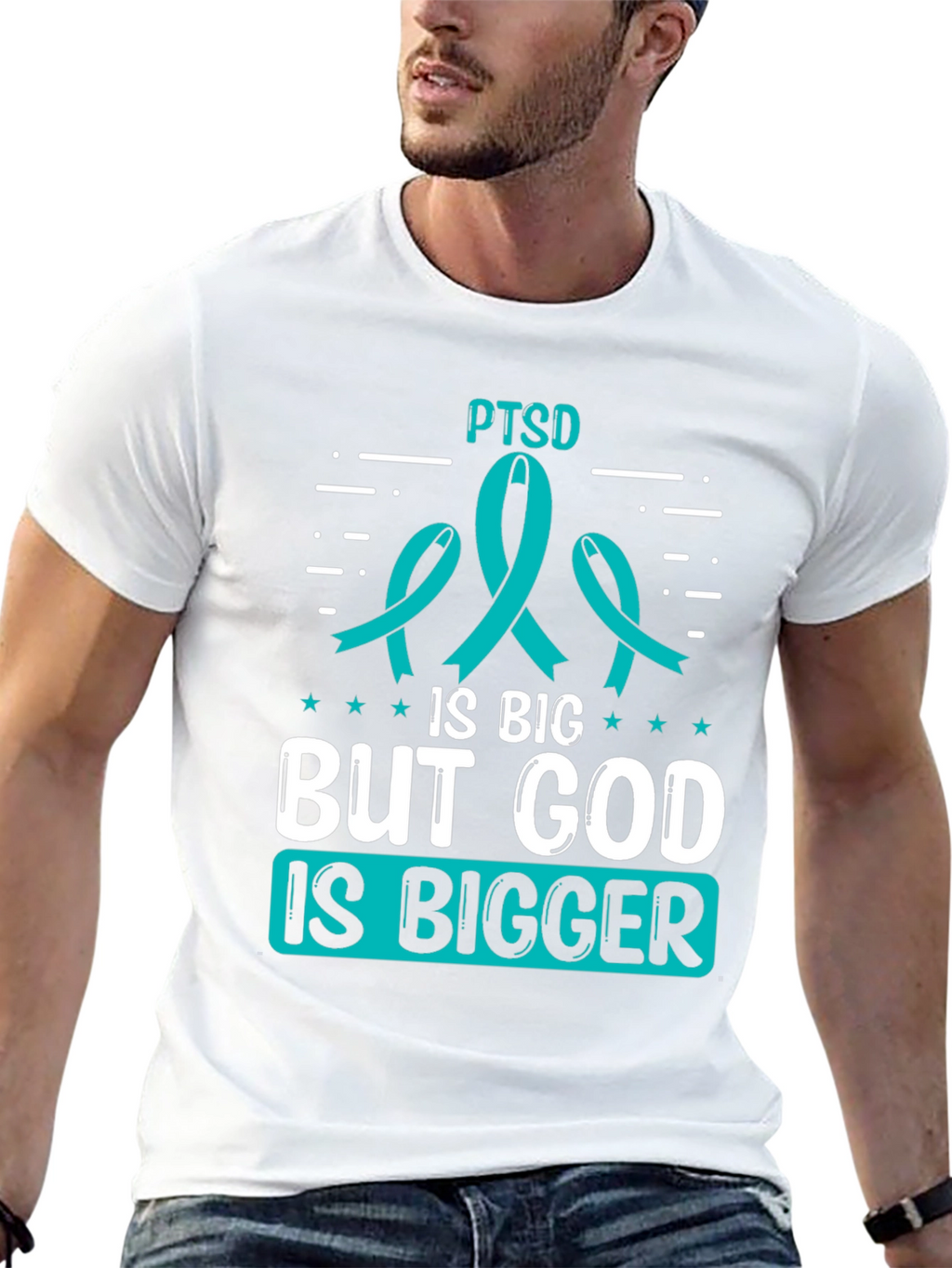 PTSD Awareness T-Shirt: God is Bigger