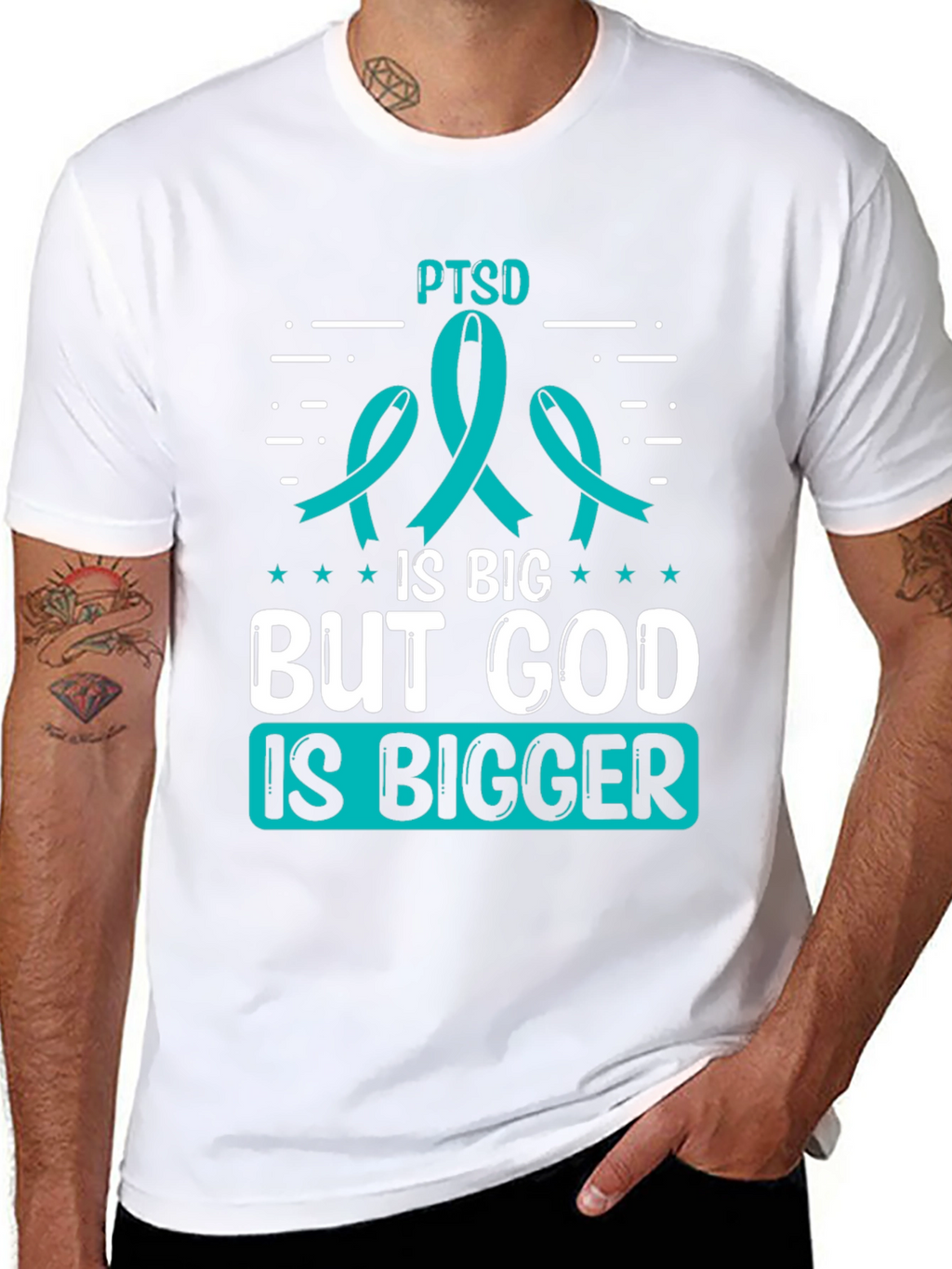 PTSD Awareness T-Shirt: God is Bigger