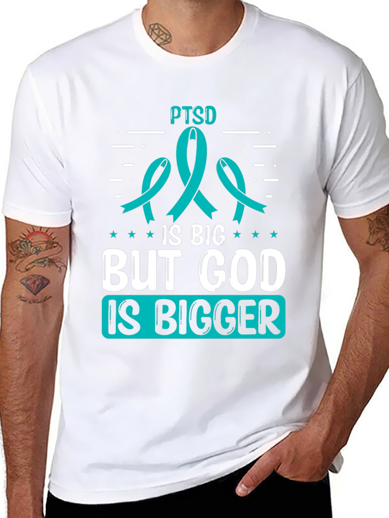 PTSD Awareness T-Shirt: God is Bigger