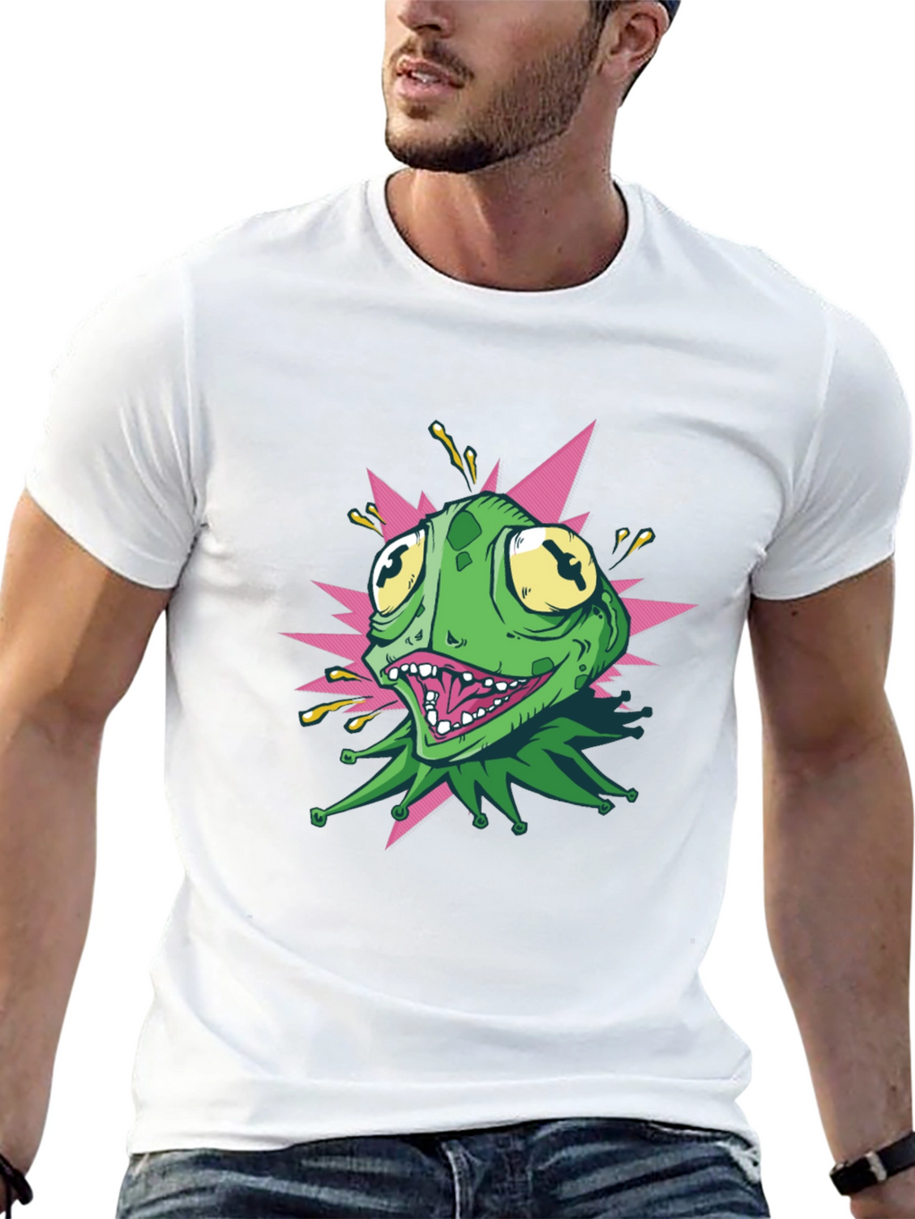 Kermit Style Graphic Tee - Black Cotton T-Shirt
