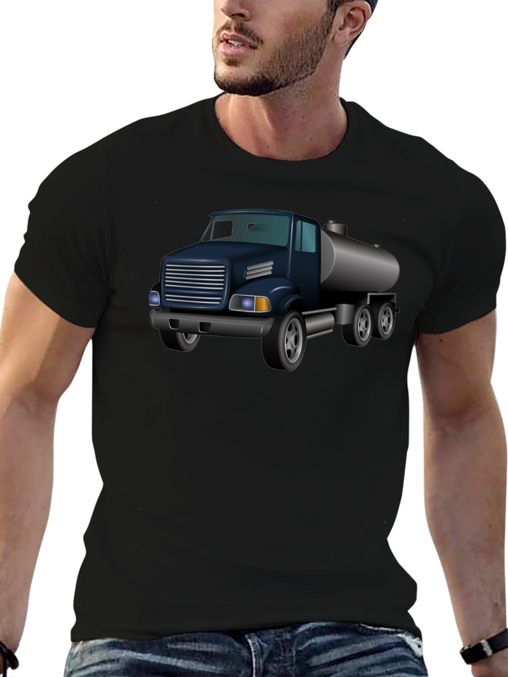 Truck Graphic T-Shirt - Black Crew Neck Tee