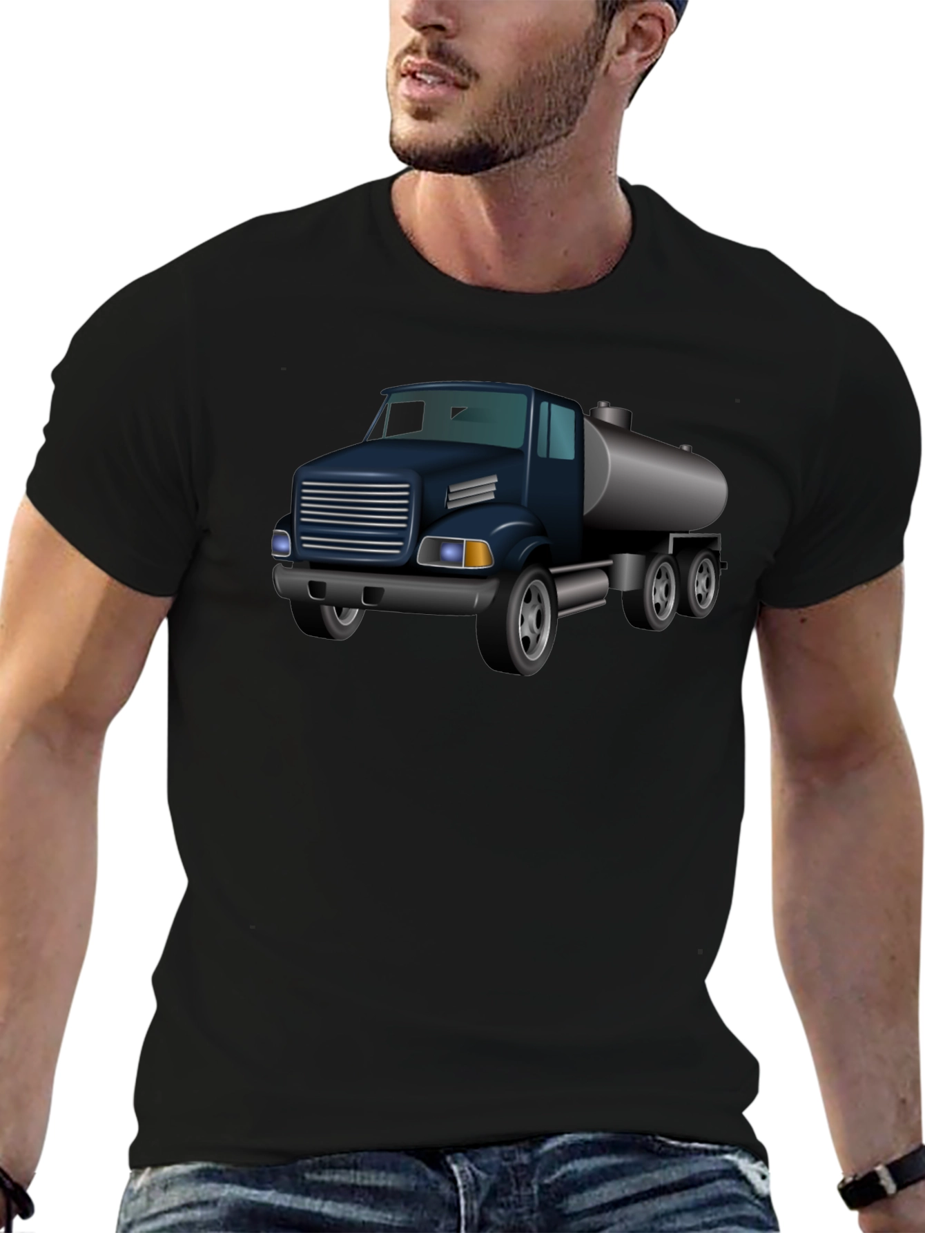 Truck Graphic T-Shirt - Black Crew Neck Tee