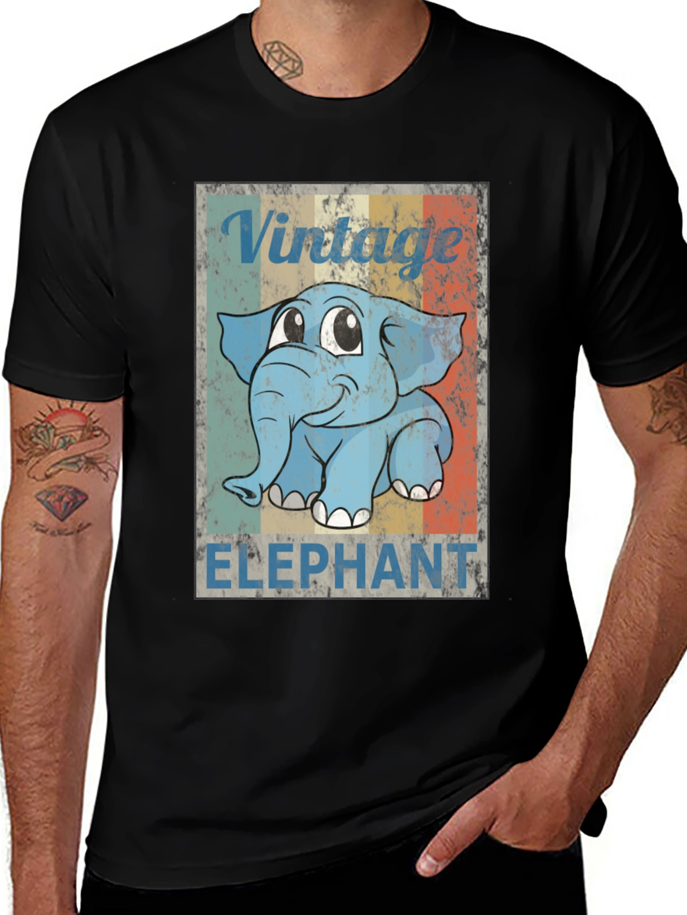 Vintage Elephant Graphic Tee - Retro Style Shirt