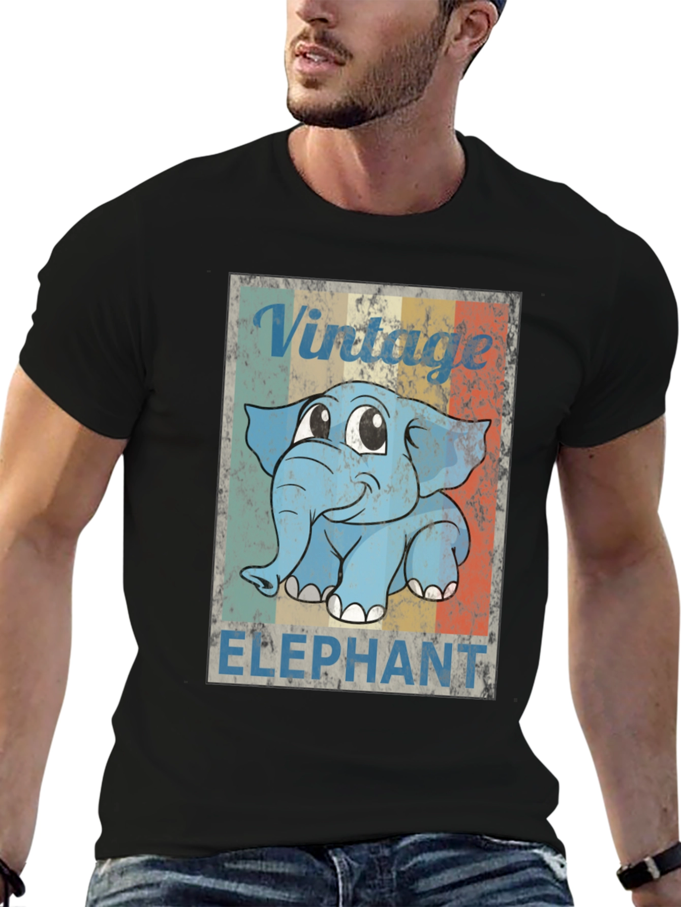 Vintage Elephant Graphic Tee - Retro Style Shirt