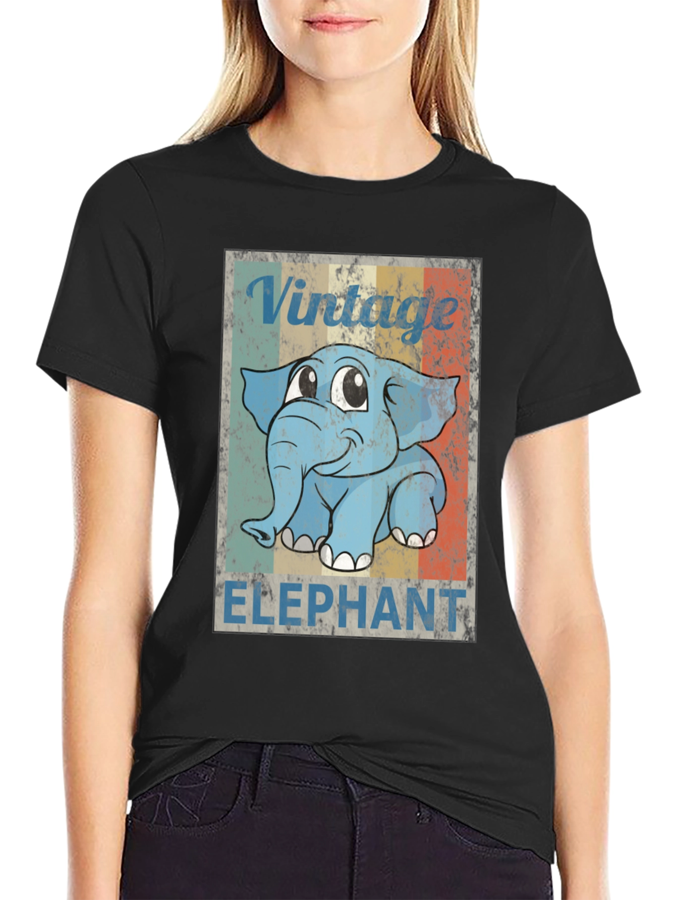 Vintage Elephant Graphic Tee - Retro Style Shirt