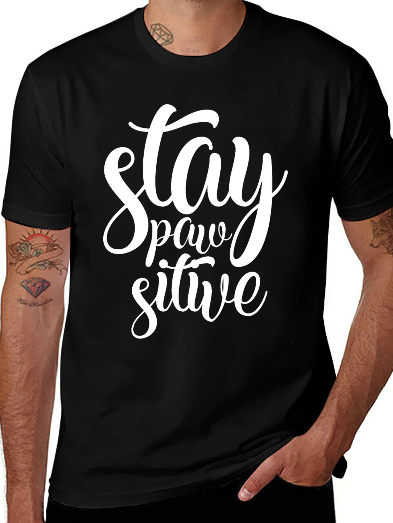 Stay Pawsitive Graphic T-Shirt