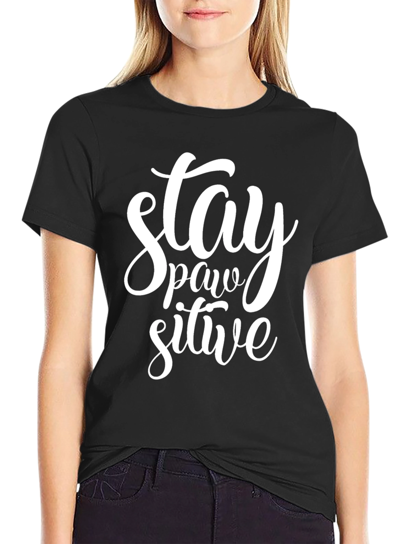 Stay Pawsitive Graphic T-Shirt
