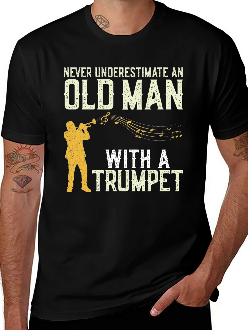 Never Underestimate Old Man With Trumpet T-Shirt