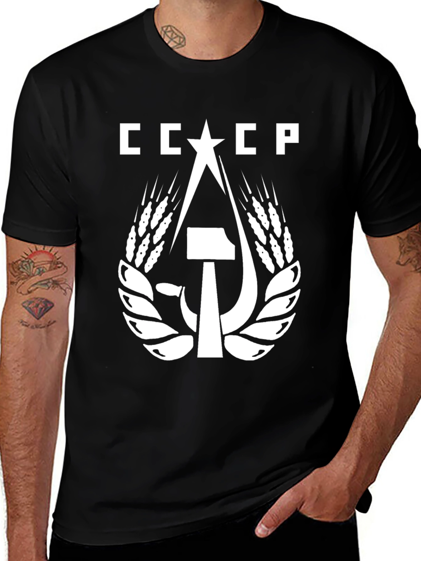 USSR Hammer and Sickle Graphic Tee - Black