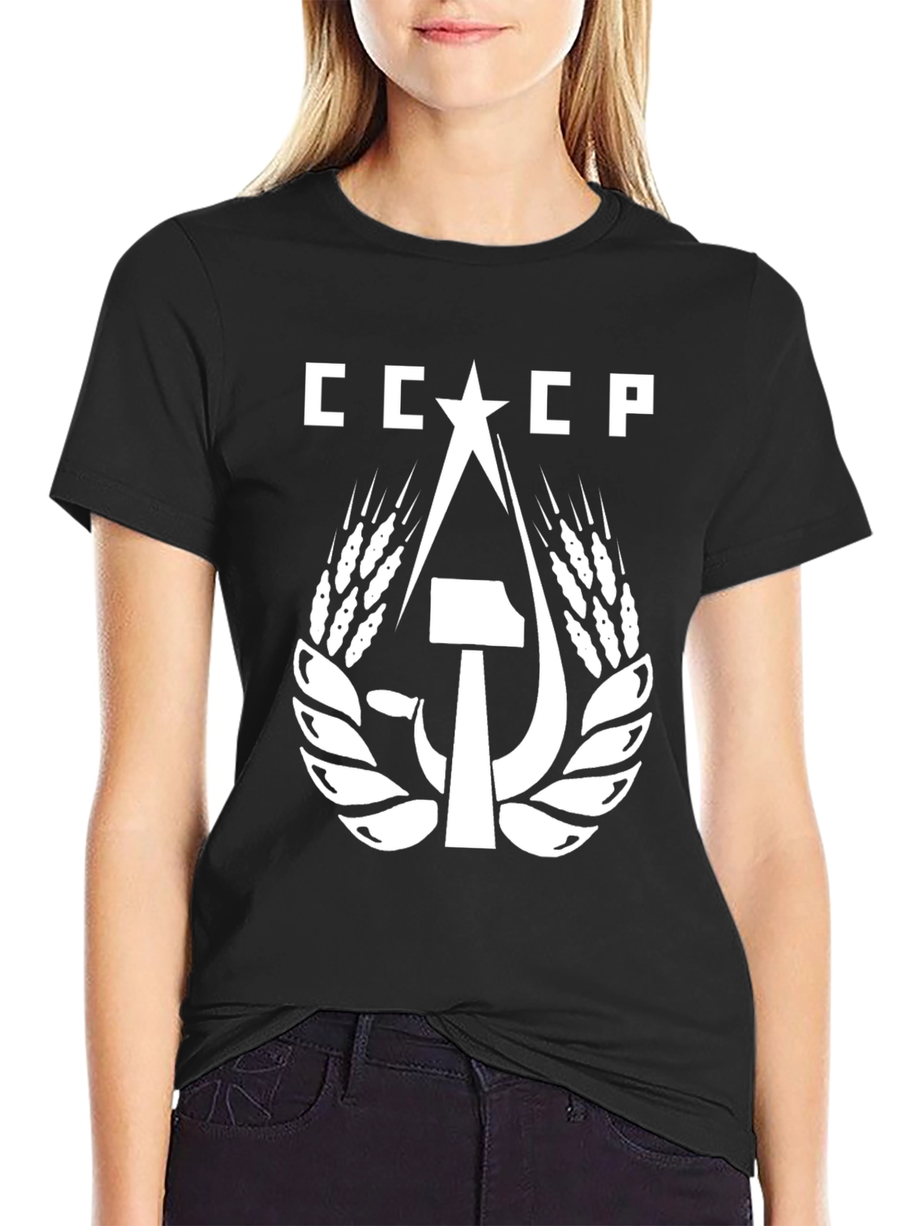 USSR Hammer and Sickle Graphic Tee - Black