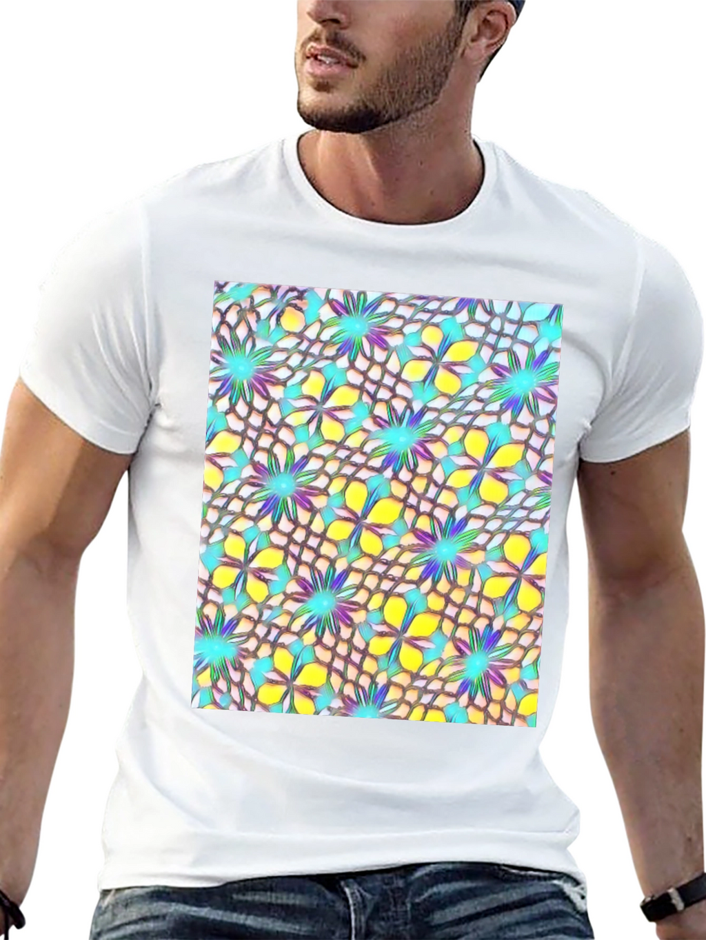 Abstract Floral Print Mens T-Shirt