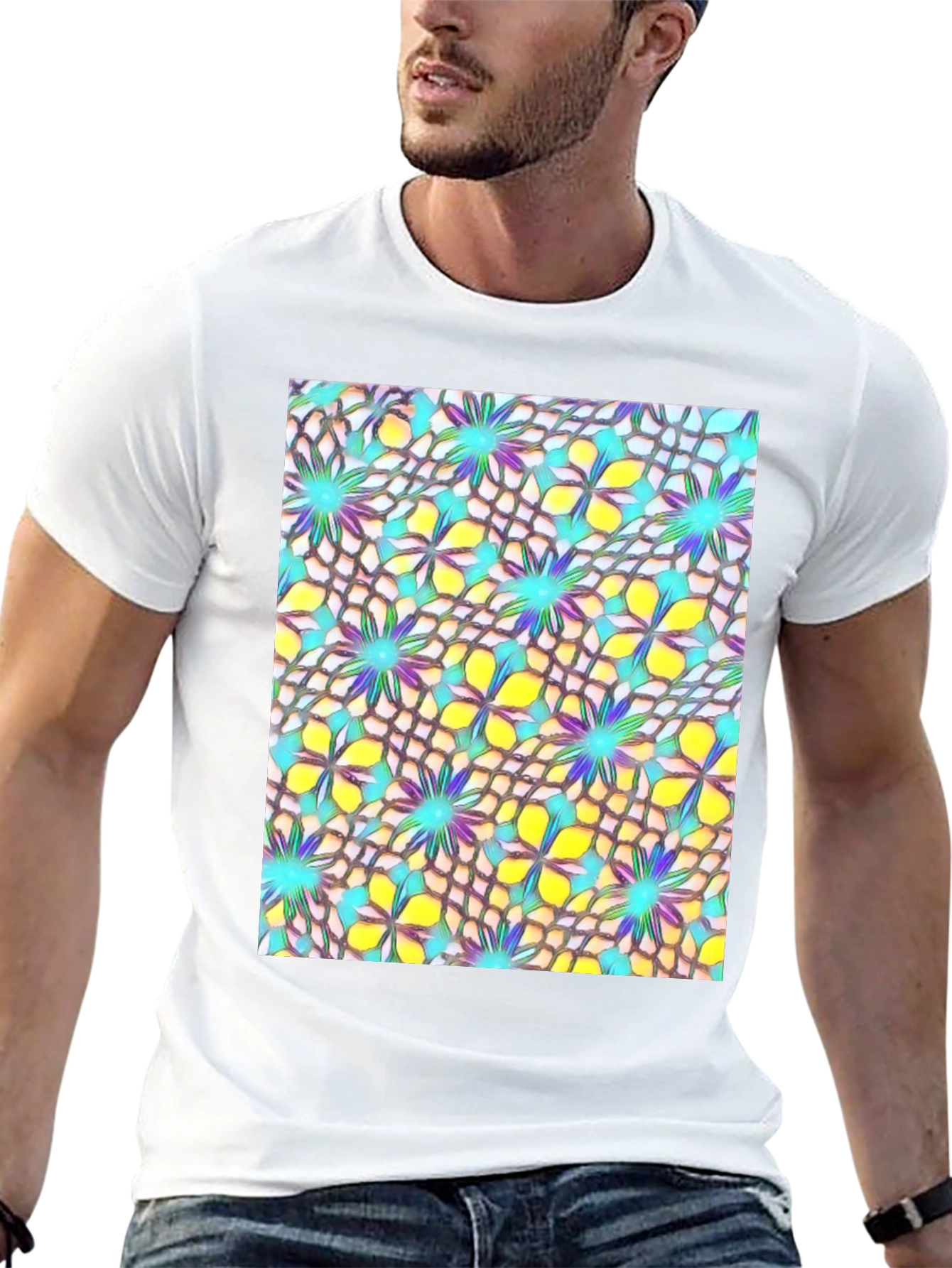 Abstract Floral Print Mens T-Shirt