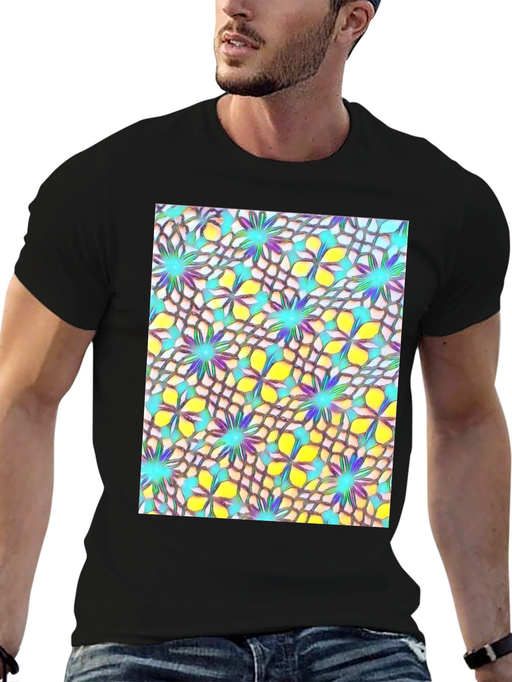 Abstract Floral Print Mens T-Shirt