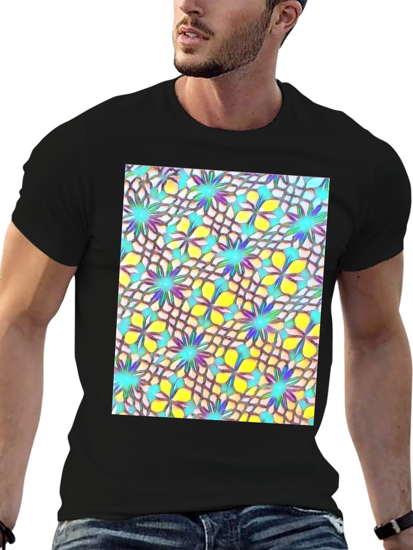 Abstract Floral Print Mens T-Shirt